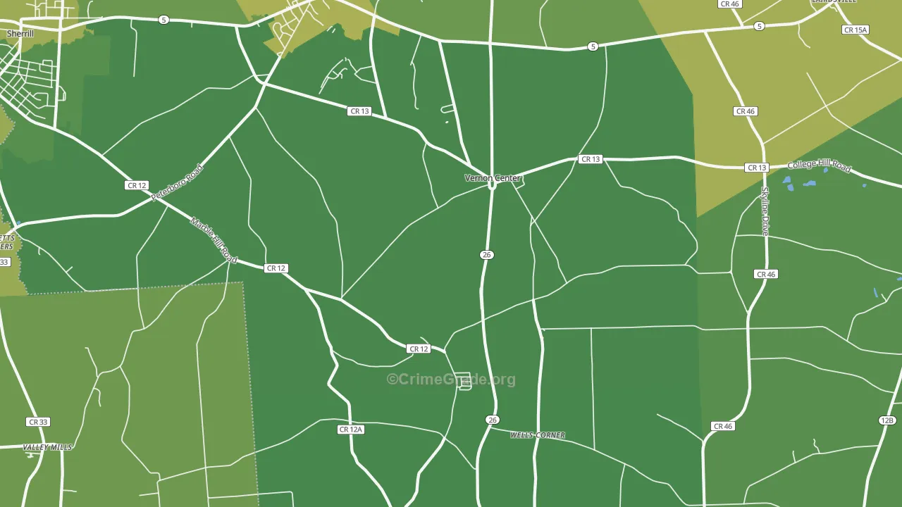 Vernon Center, NY Map of Vandalism Rates