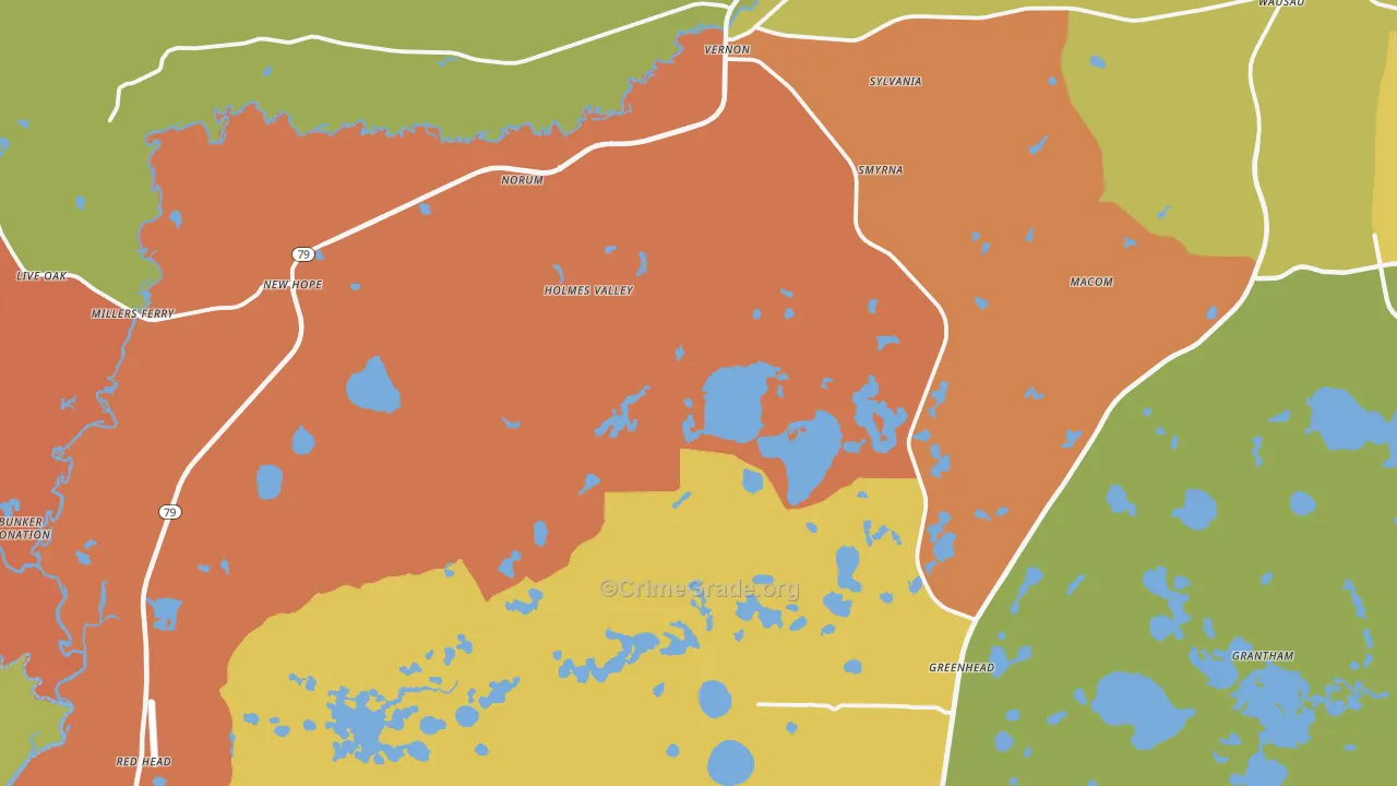 Vernon, FL Map of Vandalism Rates