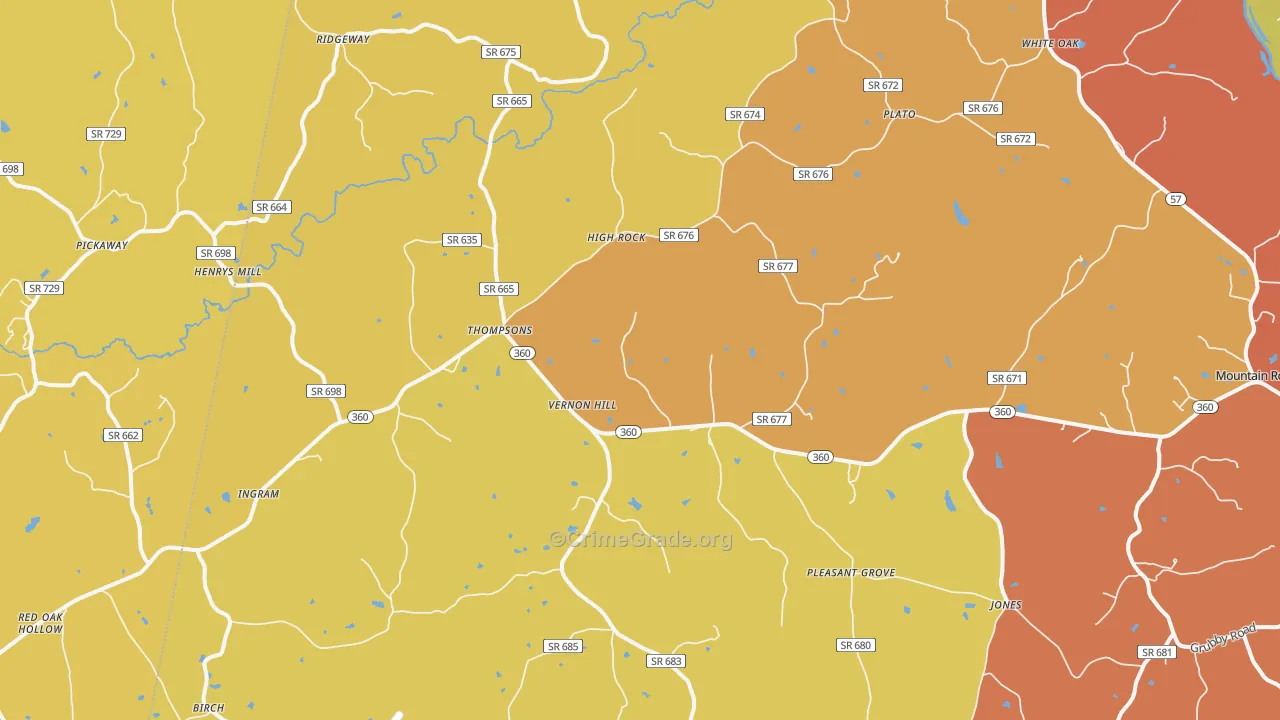 Vernon Hill, VA Map of Vandalism Rates