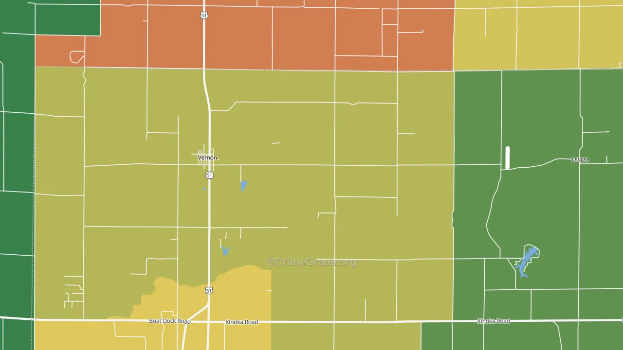 Vernon, IL Map of Vandalism Rates