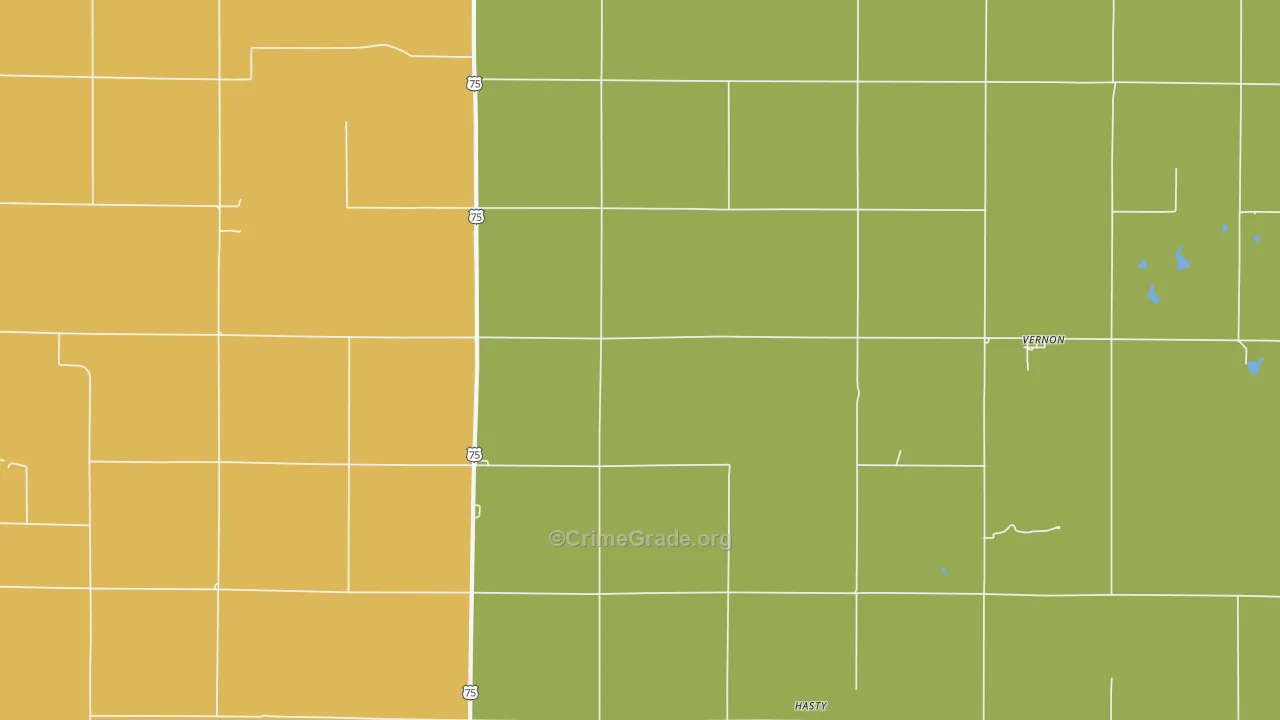 Vernon, KS Map of Vandalism Rates