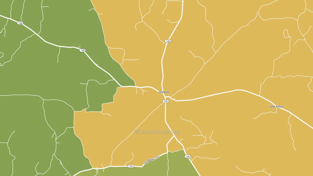 Vernon, LA Map of Vandalism Rates