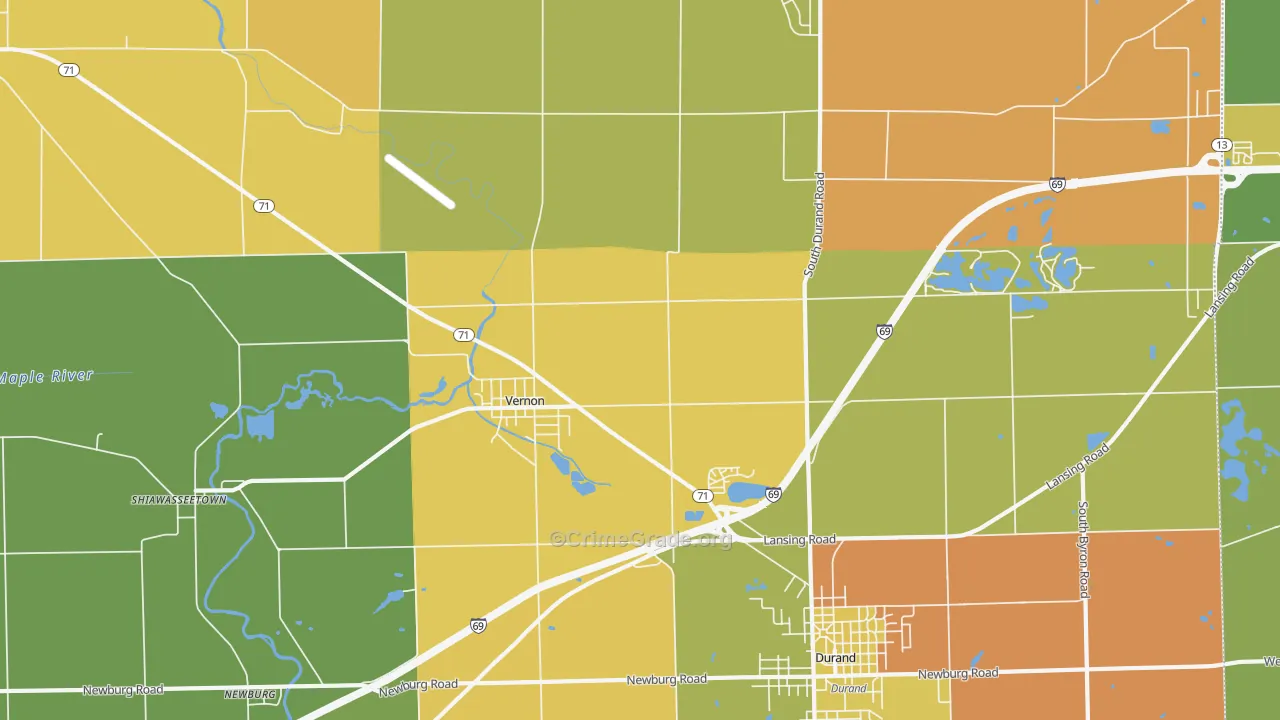 Vernon, MI Map of Vandalism Rates