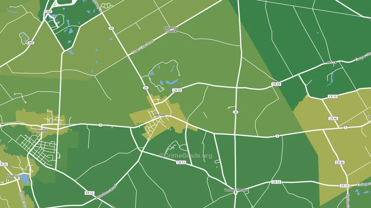 Vernon, NY Map of Vandalism Rates