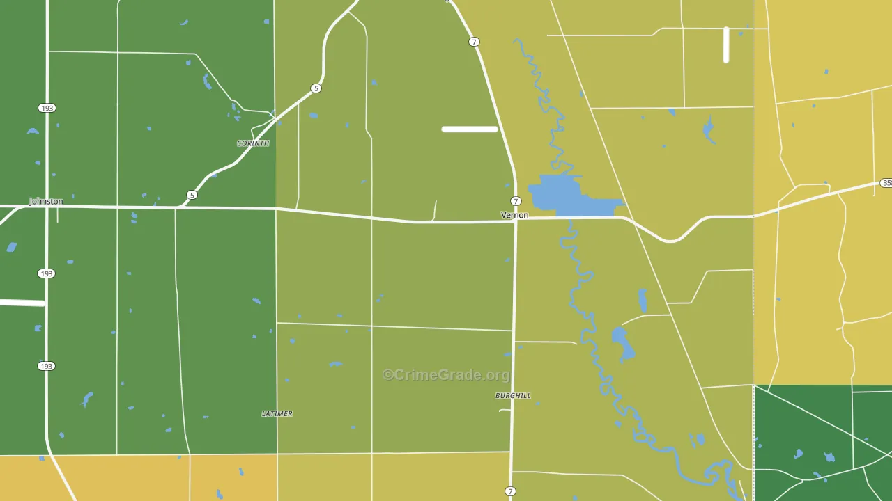 Vernon, OH Map of Vandalism Rates