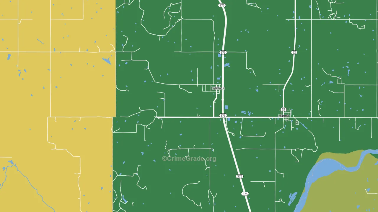 Vernon, OK Map of Vandalism Rates