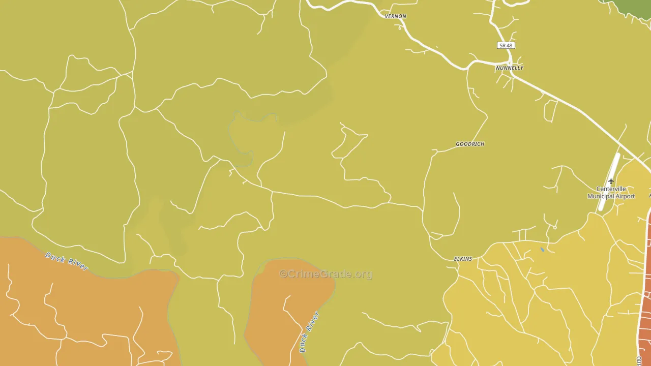 Vernon, TN Map of Vandalism Rates