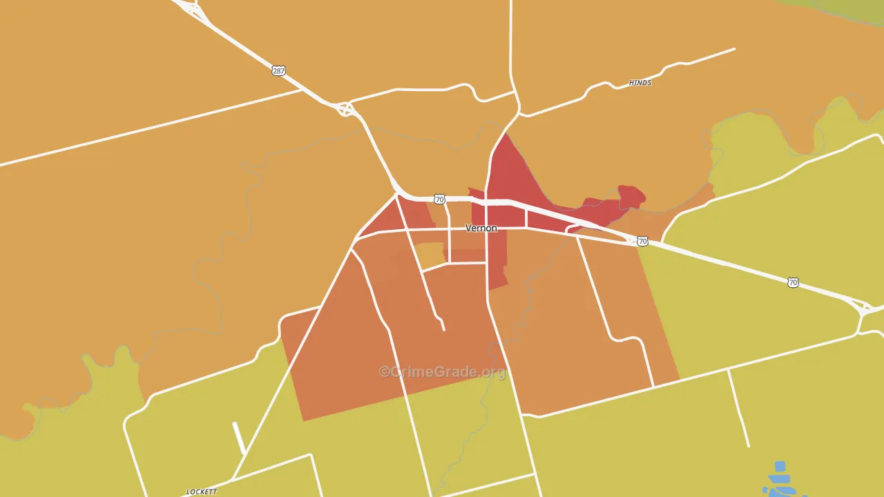 Vernon, TX Map of Vandalism Rates