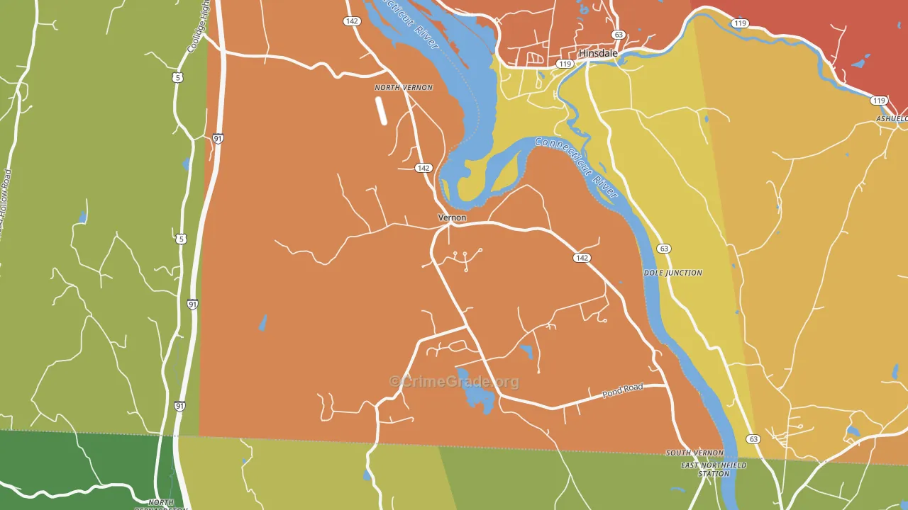 Vernon, VT Map of Vandalism Rates