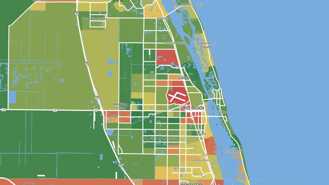 Vero Beach, FL Map of Vandalism Rates