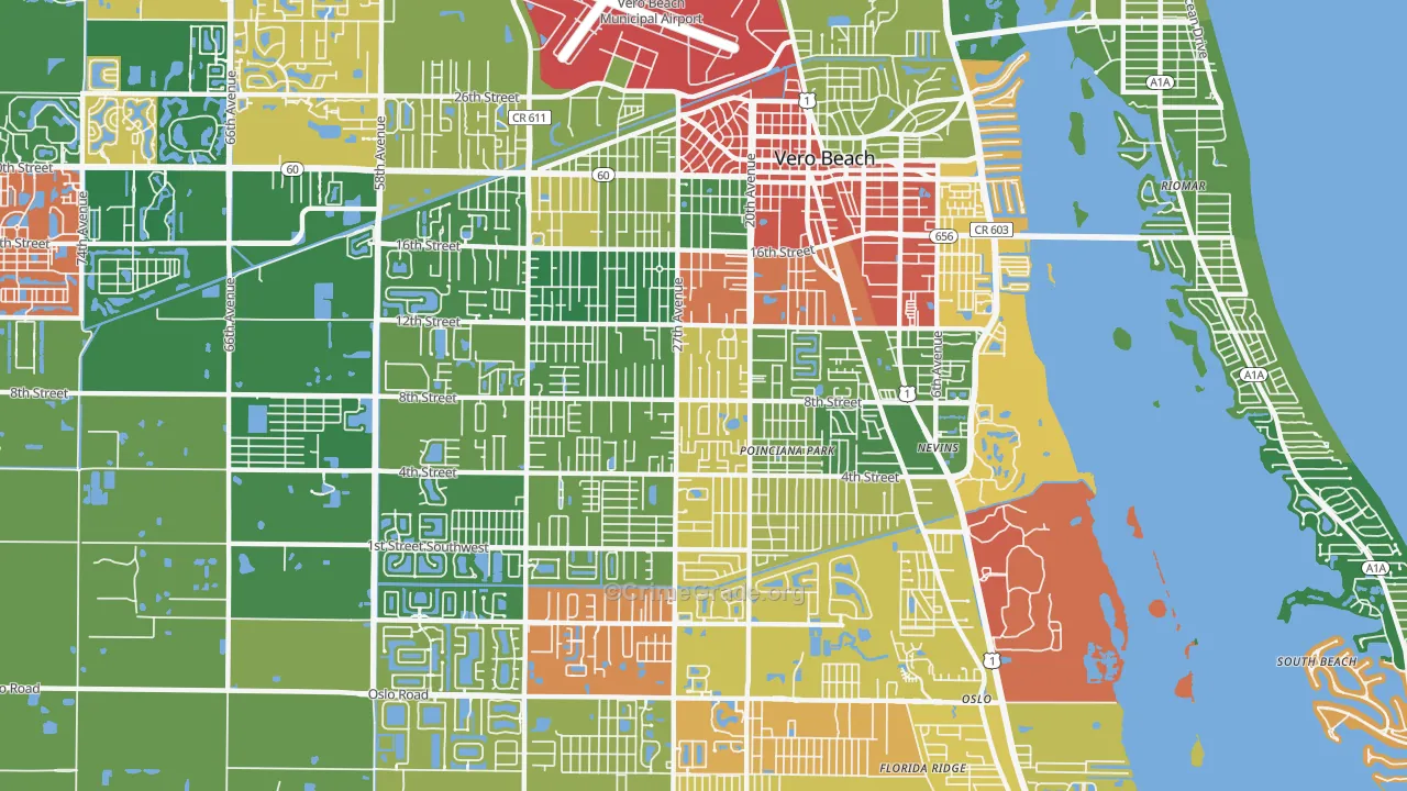Vero Beach South, FL Map of Vandalism Rates