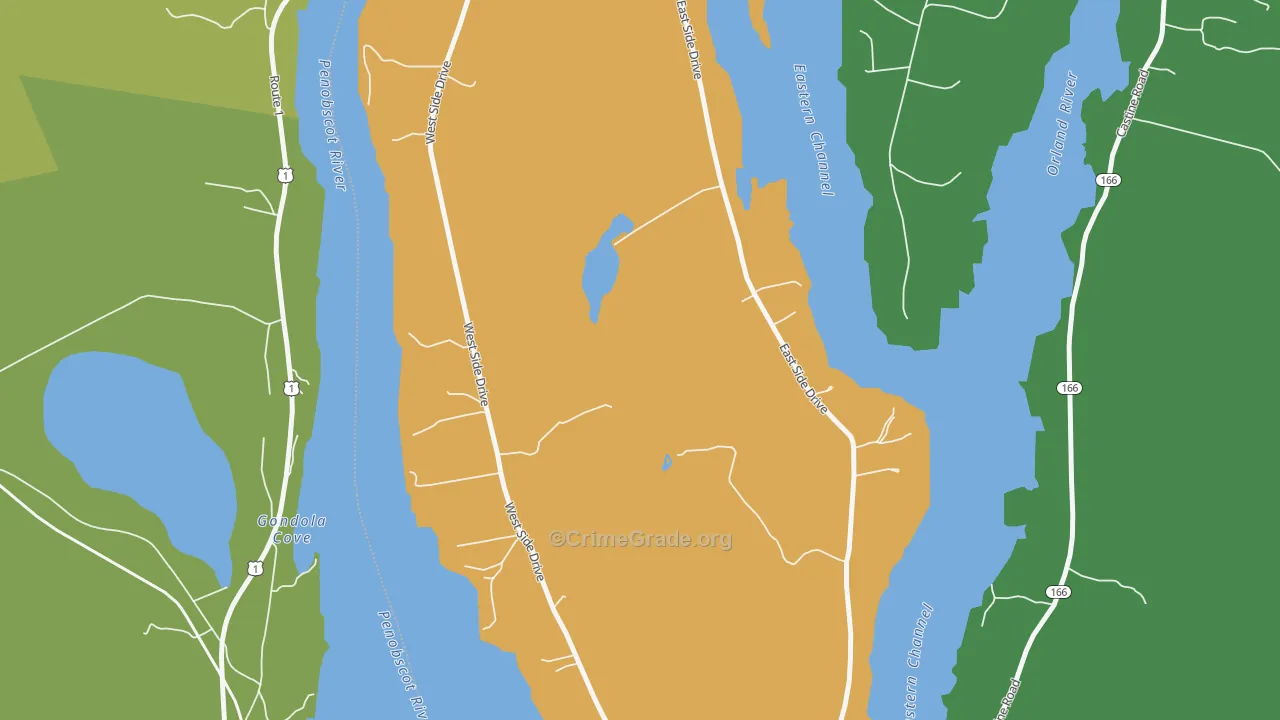 Verona Island, ME Map of Vandalism Rates