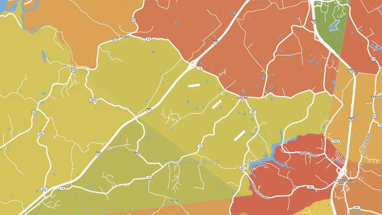 Verona, KY Map of Vandalism Rates