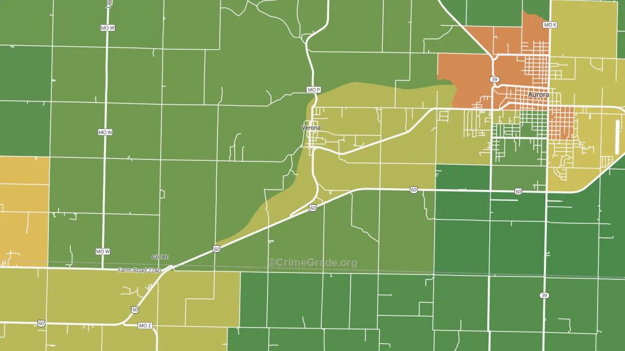 Verona, MO Map of Vandalism Rates