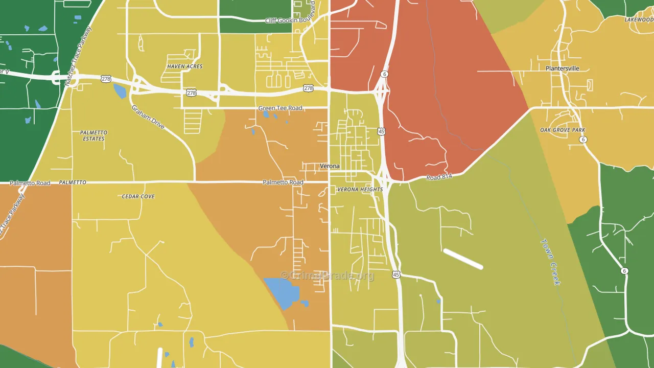 Verona, MS Map of Vandalism Rates