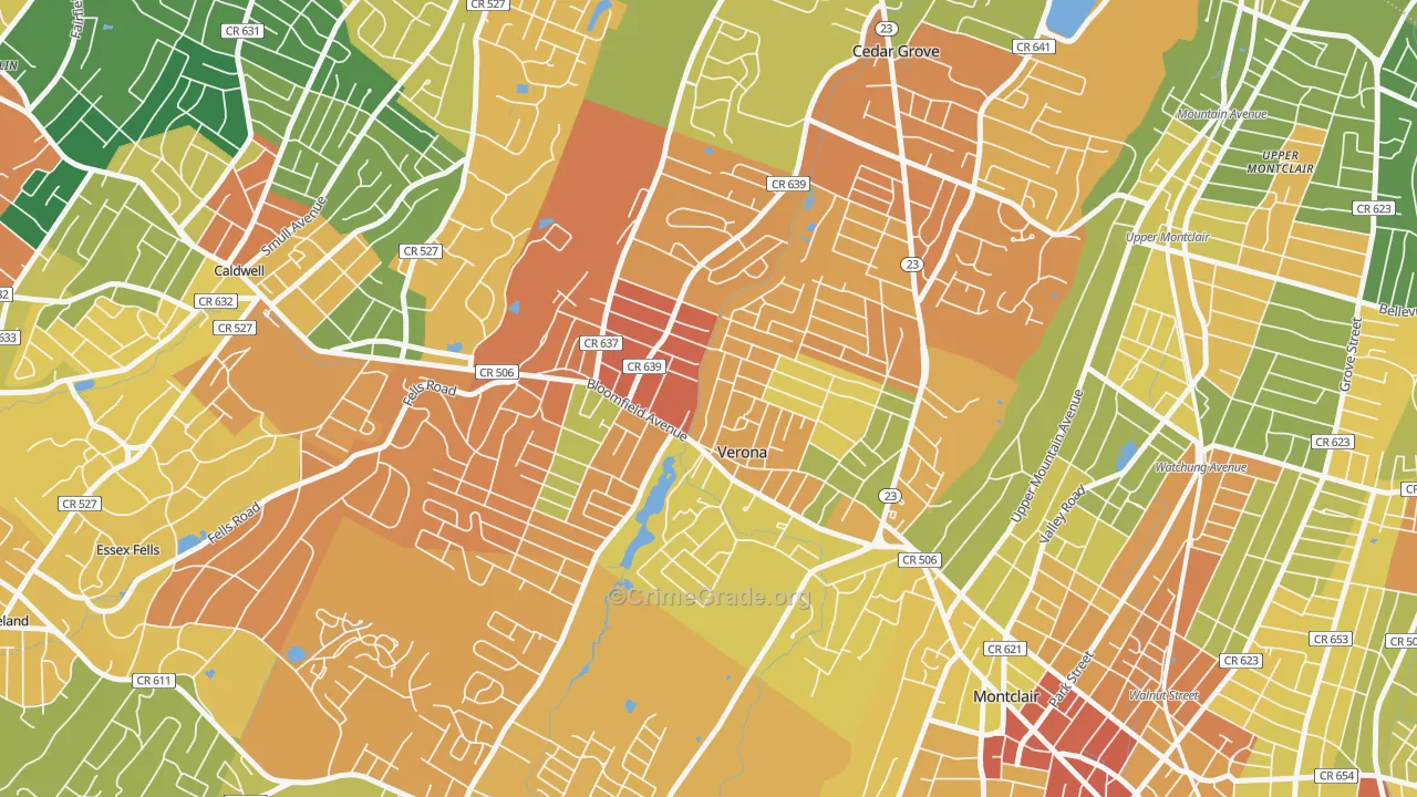Verona, NJ Map of Vandalism Rates