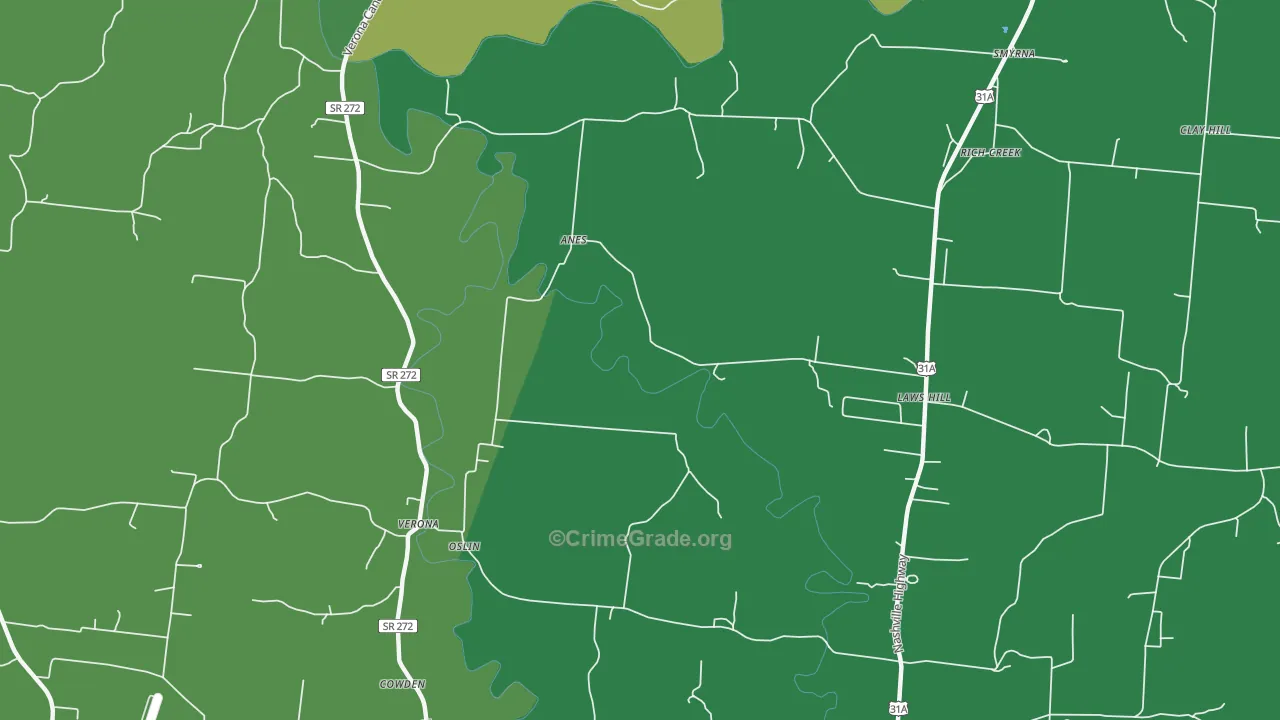 Verona, TN Map of Vandalism Rates