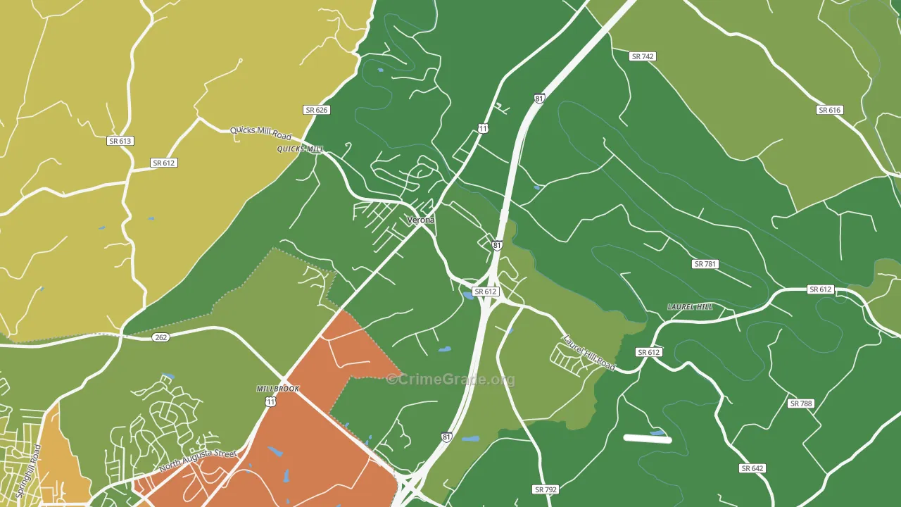 Verona, VA Map of Vandalism Rates