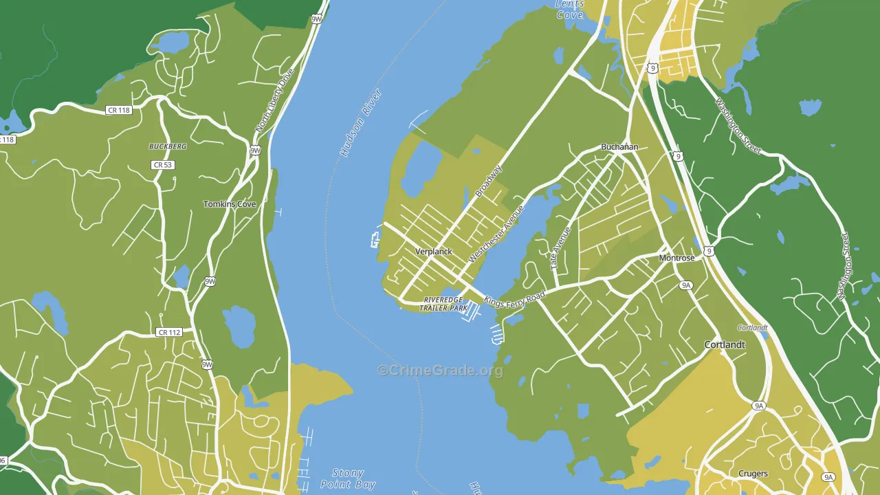 Verplanck, NY Map of Vandalism Rates