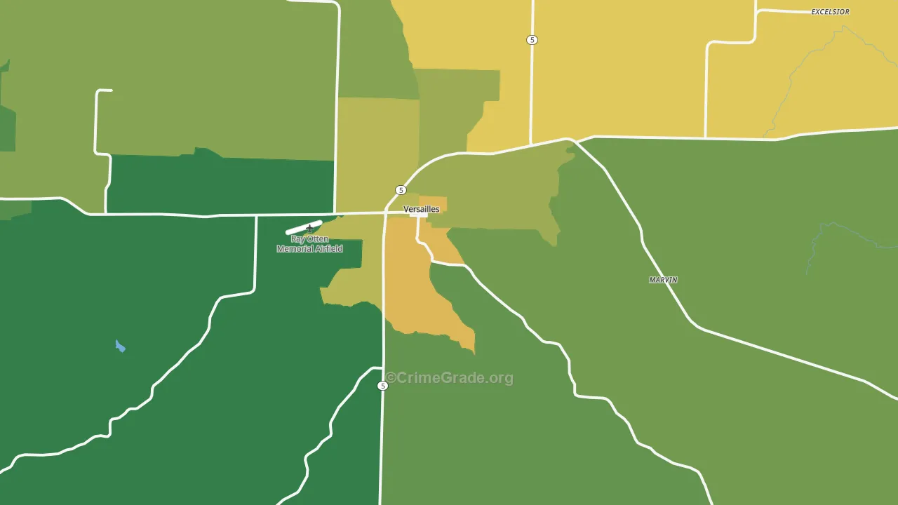 Versailles, MO Map of Vandalism Rates