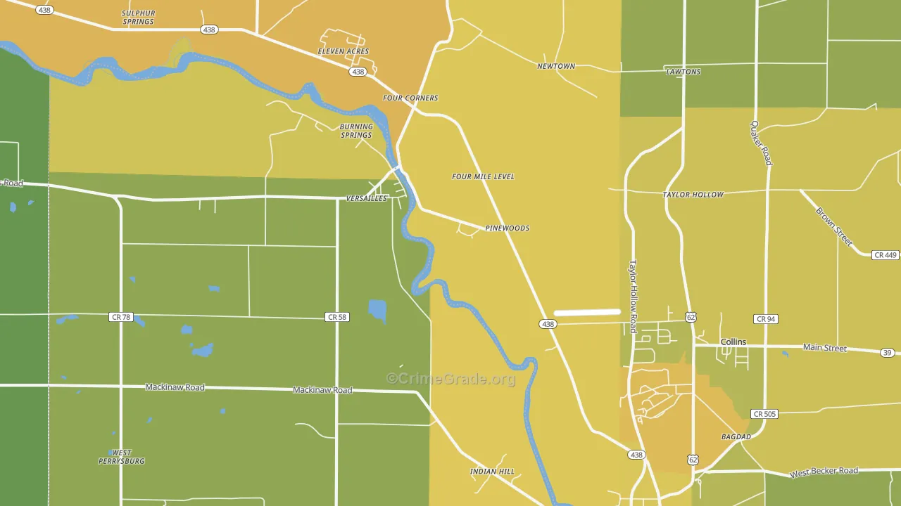 Versailles, NY Map of Vandalism Rates