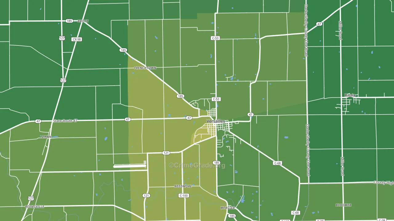 Versailles, OH Map of Vandalism Rates