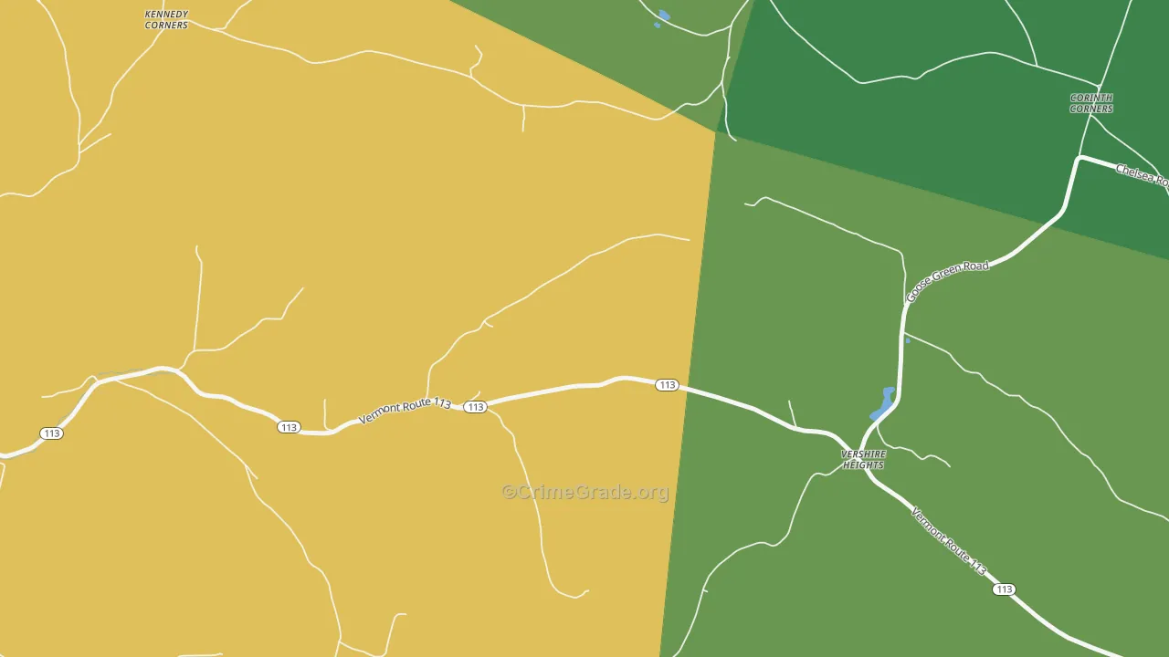 Vershire Heights, VT Map of Vandalism Rates