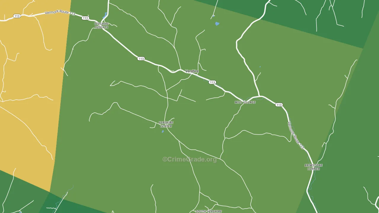 Vershire, VT Map of Vandalism Rates