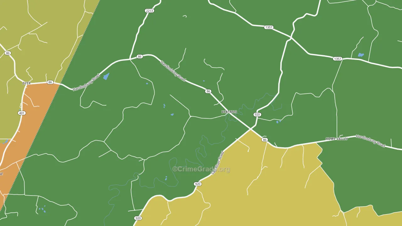 Vertrees, KY Map of Vandalism Rates