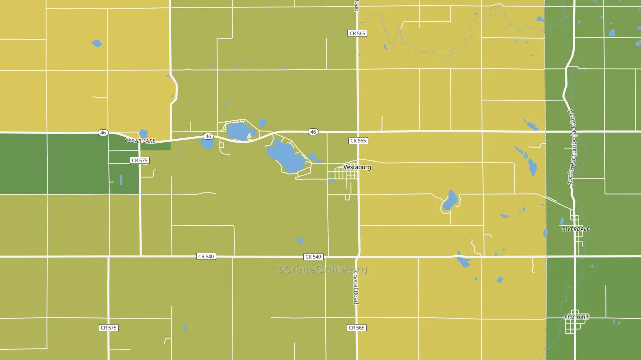 Vestaburg, MI Map of Vandalism Rates