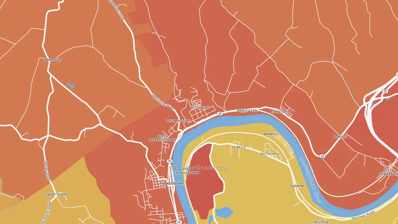 Vestaburg, PA Map of Vandalism Rates
