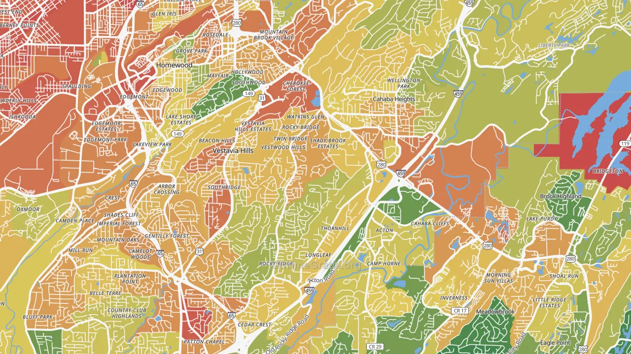 Vestavia Hills, AL Map of Vandalism Rates