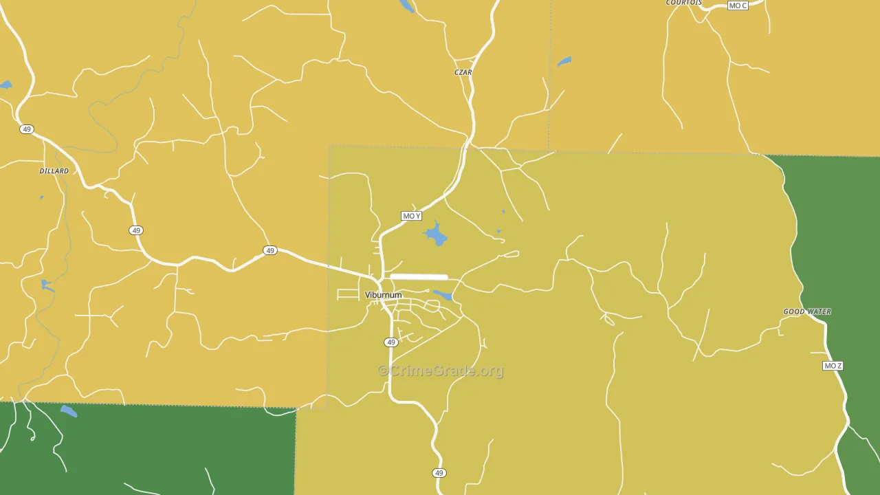 Viburnum, MO Map of Vandalism Rates