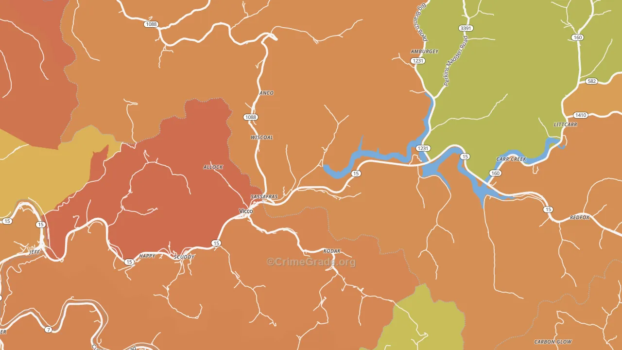 Vicco, KY Map of Vandalism Rates