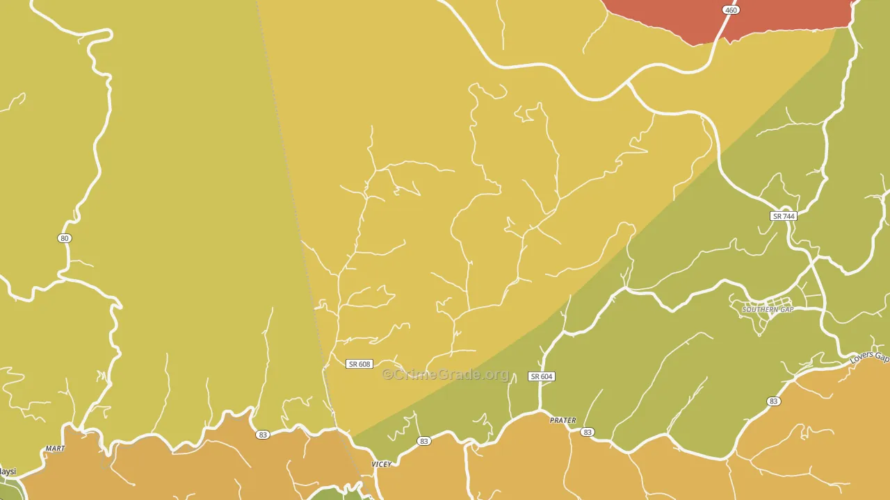 Vicey, VA Map of Vandalism Rates