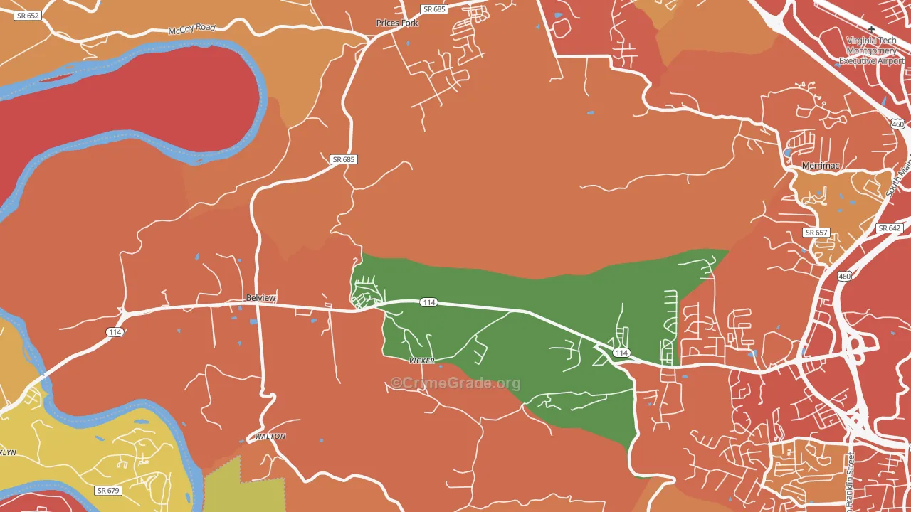 Vicker, VA Map of Vandalism Rates