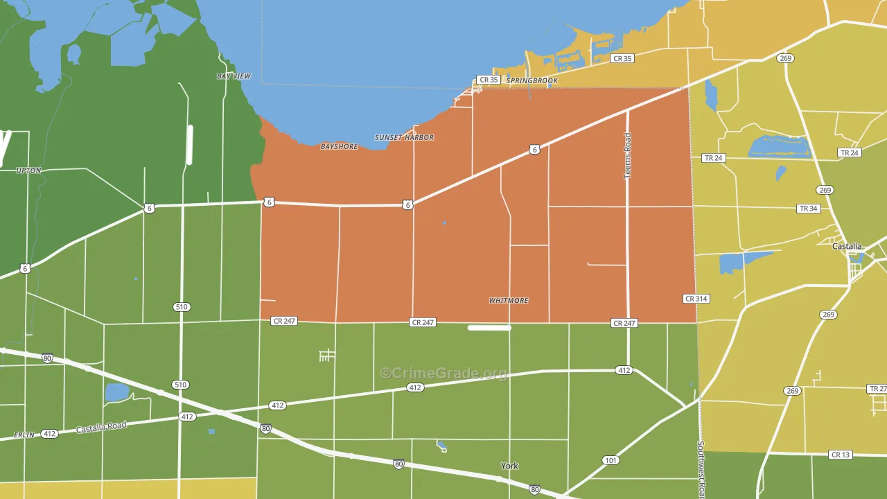 Vickery, OH Map of Vandalism Rates