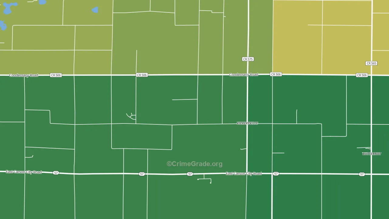 Vickeryville, MI Map of Vandalism Rates