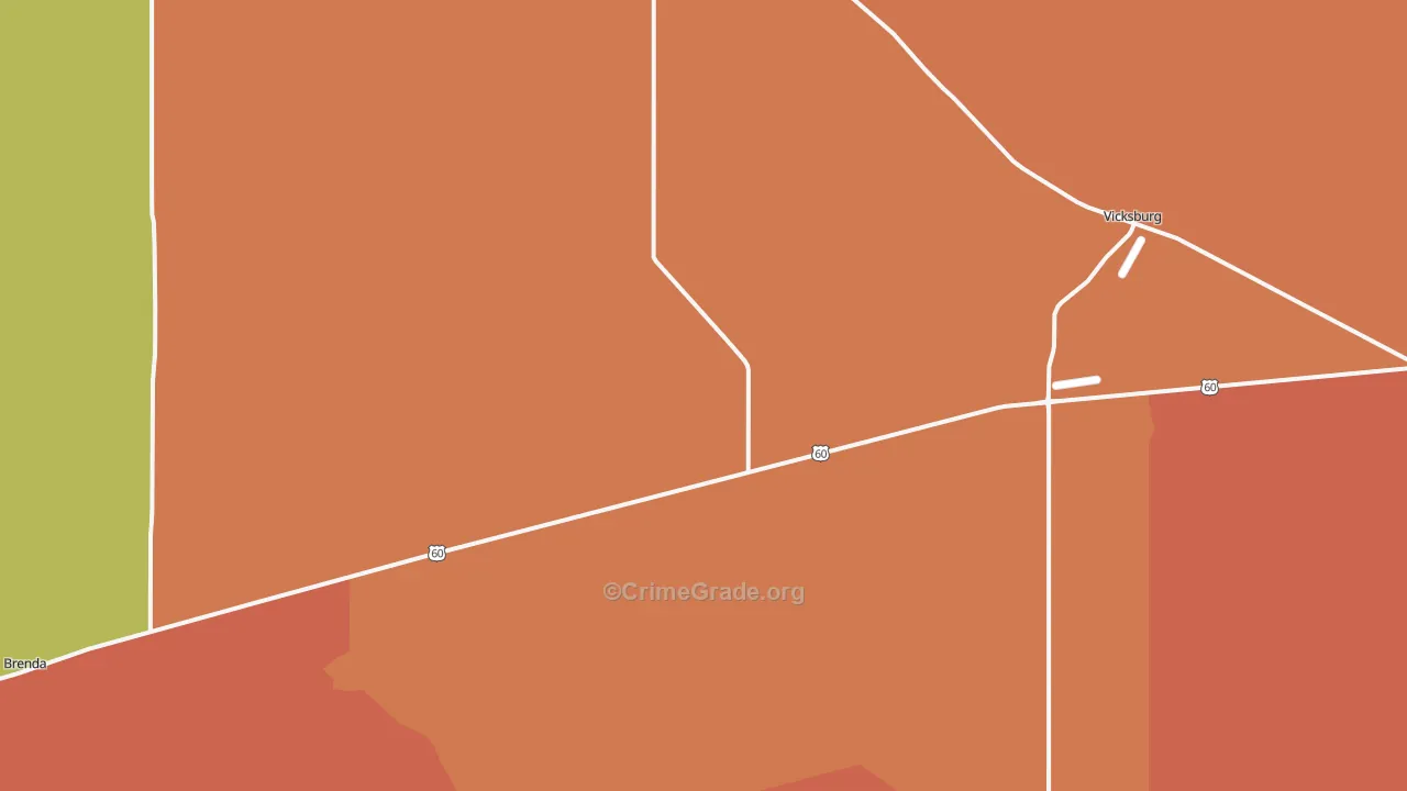 Vicksburg, AZ Map of Vandalism Rates