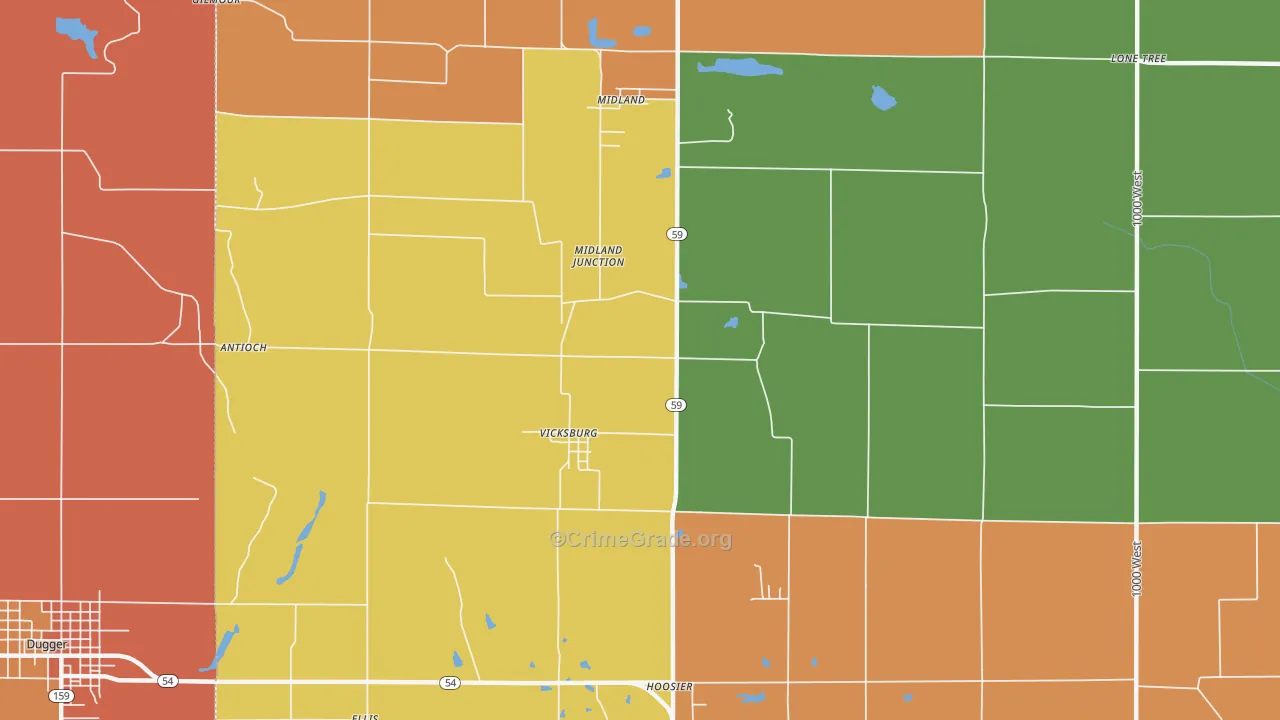 Vicksburg, IN Map of Vandalism Rates