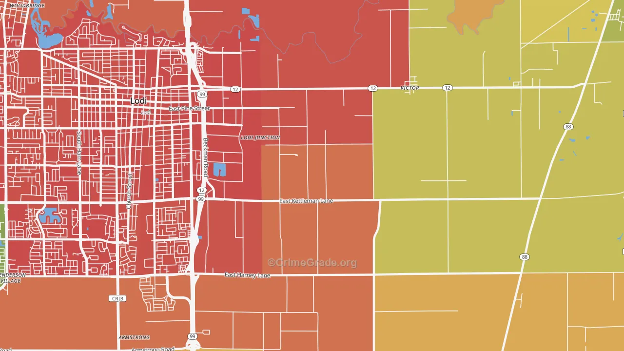 Victor, CA Map of Vandalism Rates