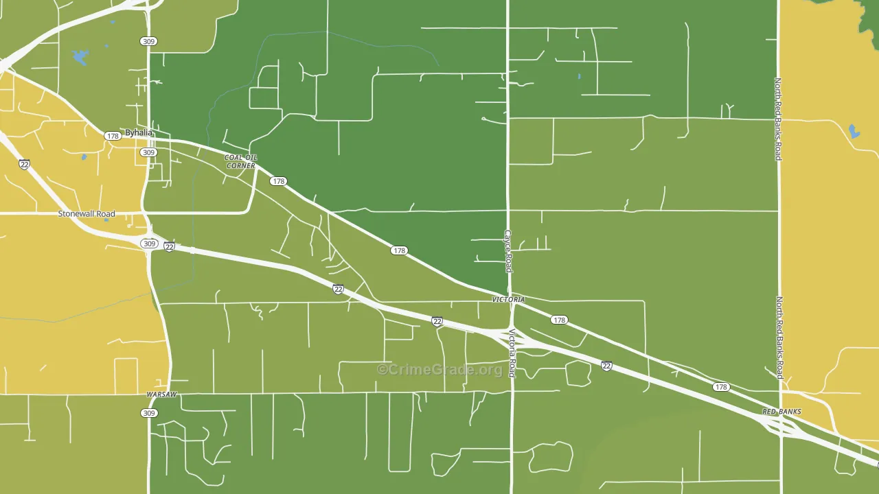 Victoria, MS Map of Vandalism Rates