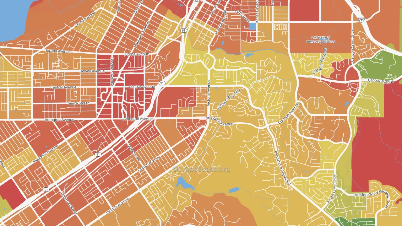 Victoria, Riverside, CA Map of Vandalism Rates