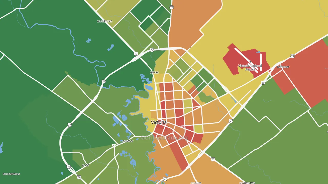Victoria, TX Map of Vandalism Rates