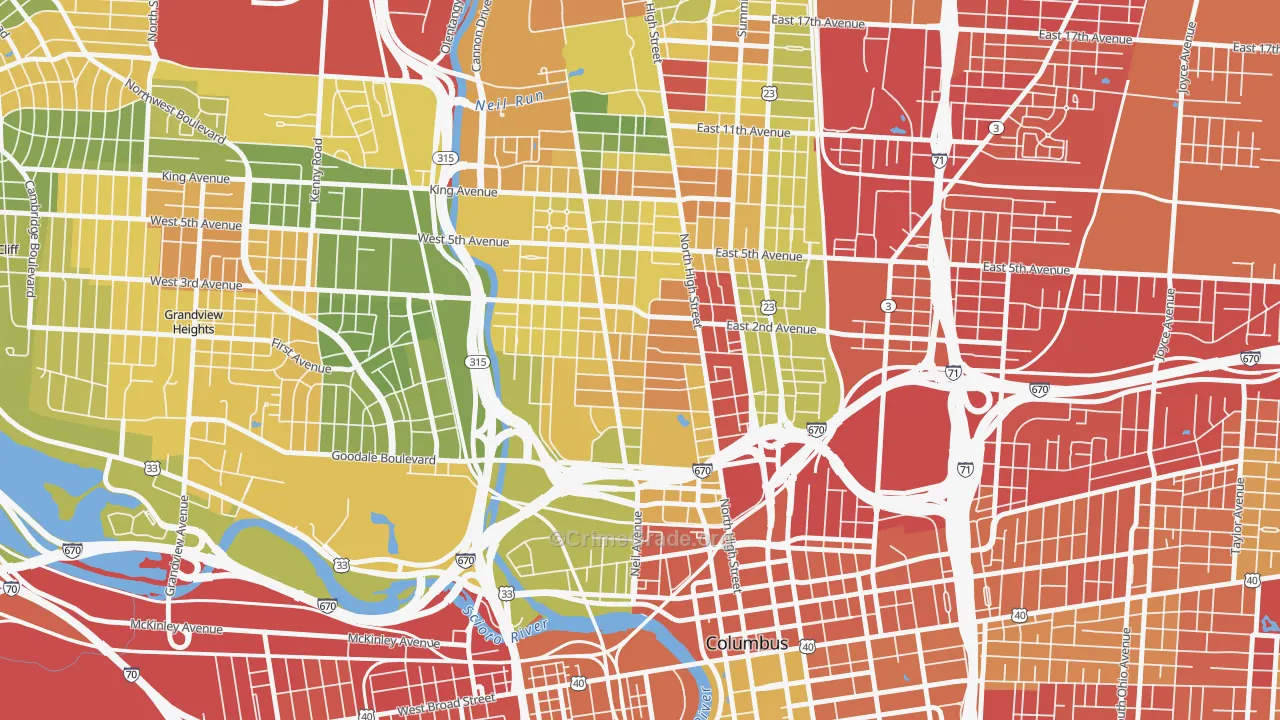 Victorian Village, Columbus, OH Map of Vandalism Rates