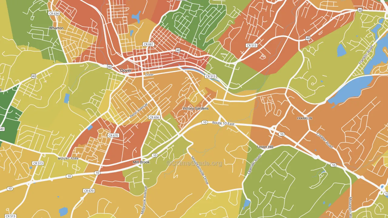 Victory Gardens, NJ Map of Vandalism Rates