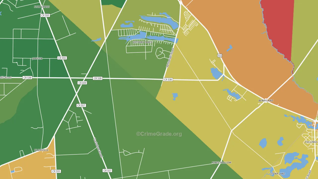 Victory Lakes, NJ Map of Vandalism Rates