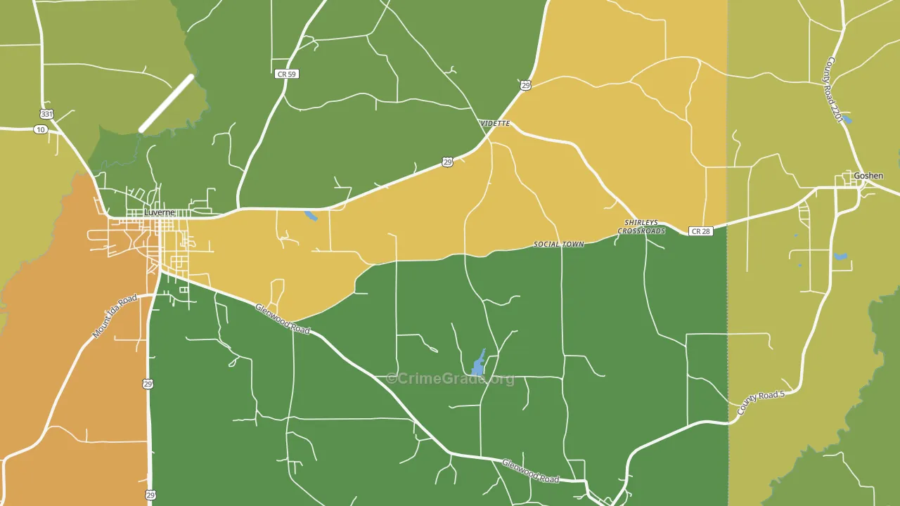 Vidette, AL Map of Vandalism Rates
