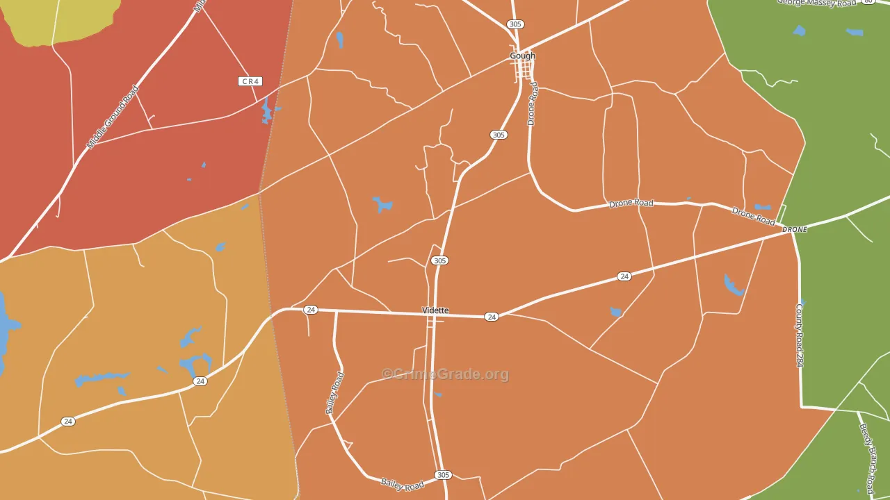 Vidette, GA Map of Vandalism Rates