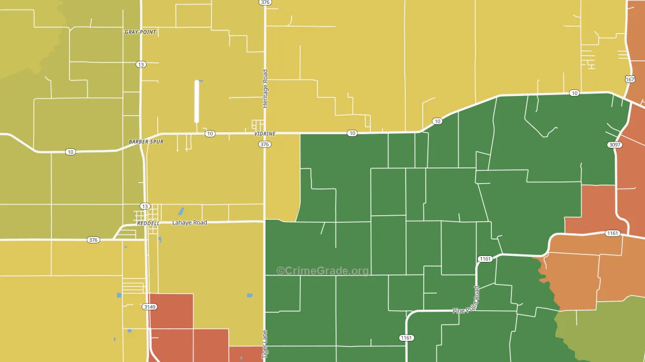Vidrine, LA Map of Vandalism Rates